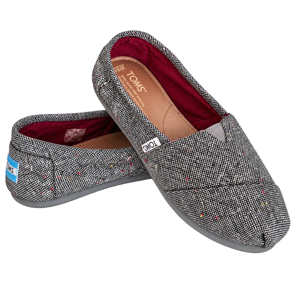 TOMS Classic Alpargata Gray Metallic Tweed Speckled Slip On Flats Women's 6.5 W